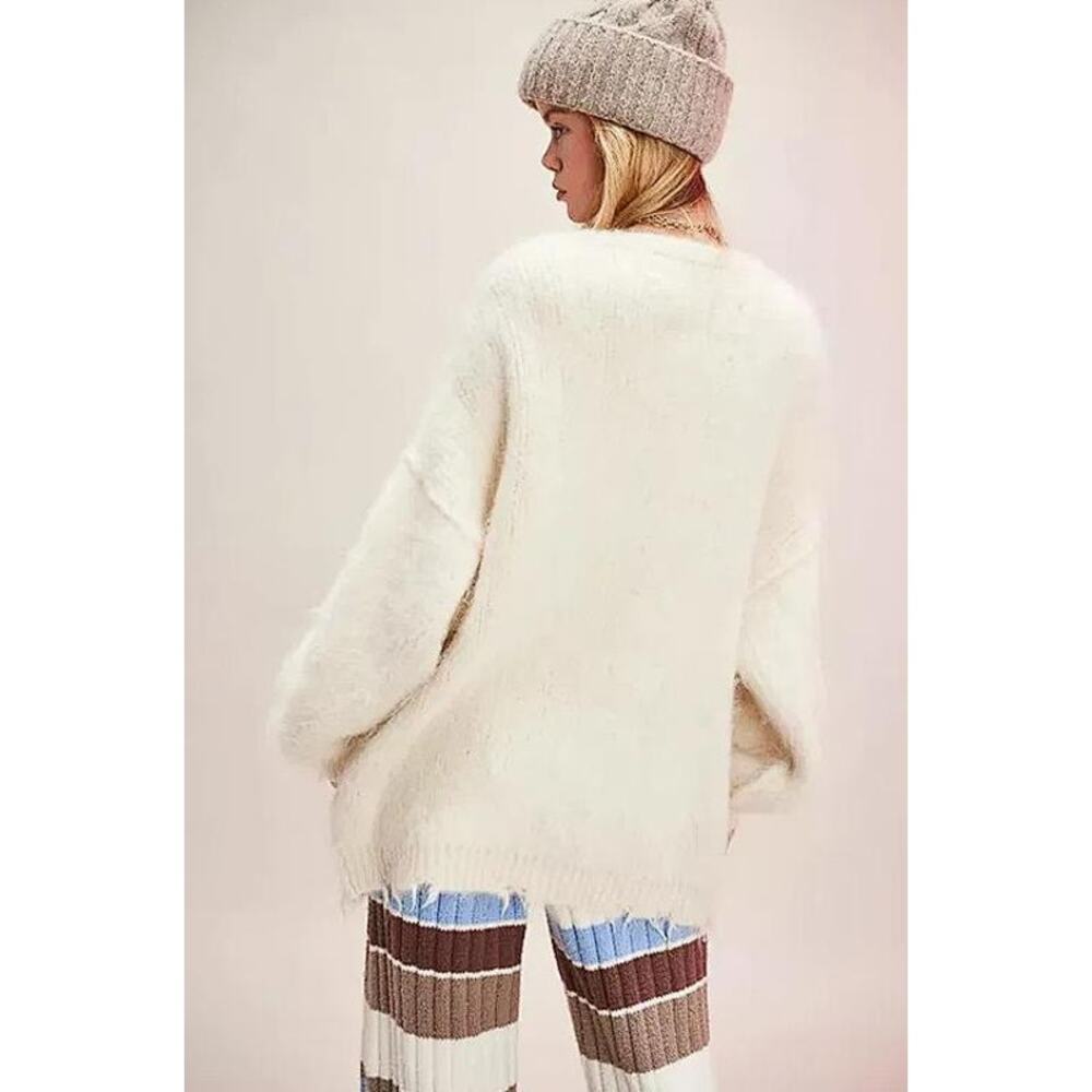 FREE PEOPLE Women's We The Free Teddy Cardi Size S In White Alyssum Combo - Picture 3 of 14
